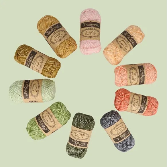 Scheepjes Stone Washed colour pack - 10 x 25 gram - Intentions - Groen / Oranje - Afbeelding 4